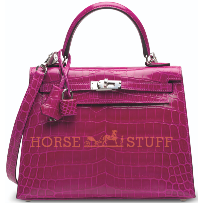 Hermès Kelly Sellier 25 Rose Pourpre Lisse Crocodile Niloticus PHW