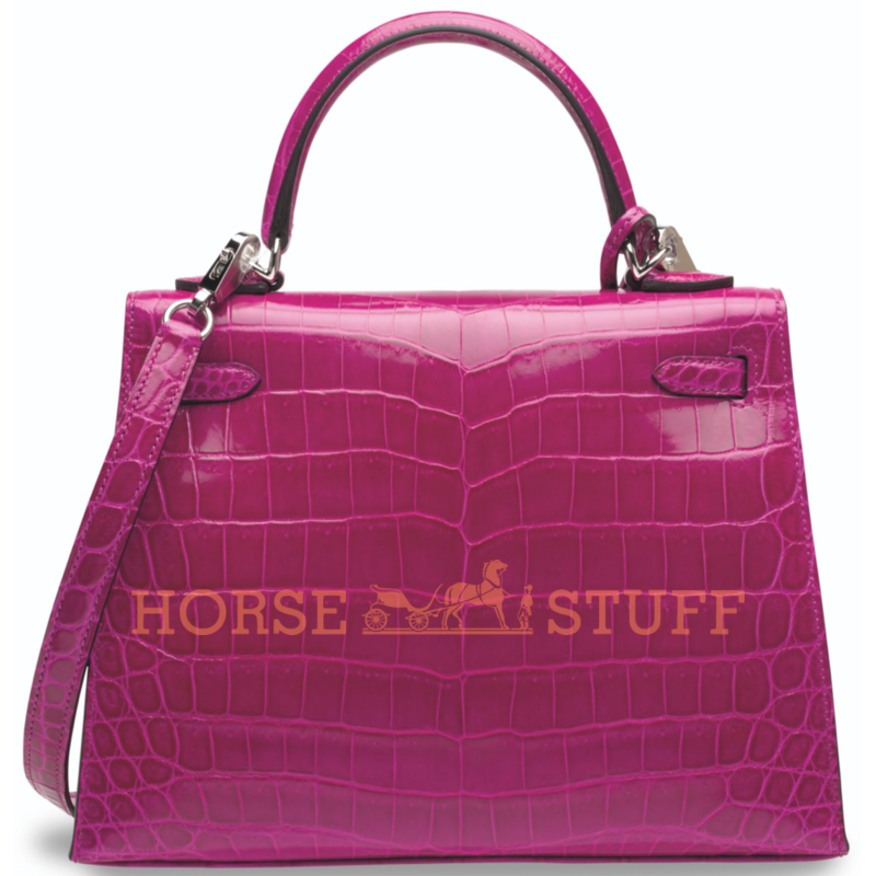 Hermès Kelly Sellier 25 Rose Pourpre Lisse Crocodile Niloticus PHW