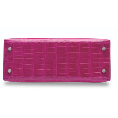 Hermès Kelly Sellier 25 Rose Pourpre Lisse Crocodile Niloticus PHW