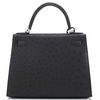 Hermès Kelly Sellier 25 Black Ostrich PHW