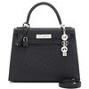 Hermès Kelly Sellier 25 Black Ostrich PHW