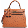 Hermès Kelly Sellier 25 Cognac Ostrich GHW