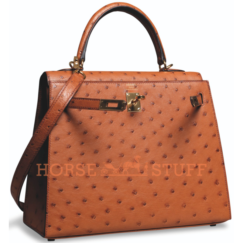 Hermès Kelly Sellier 25 Cognac Ostrich GHW