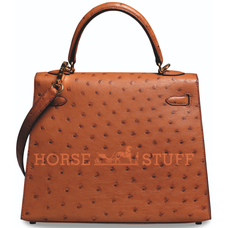 Hermès Kelly Sellier 25 Cognac Ostrich GHW