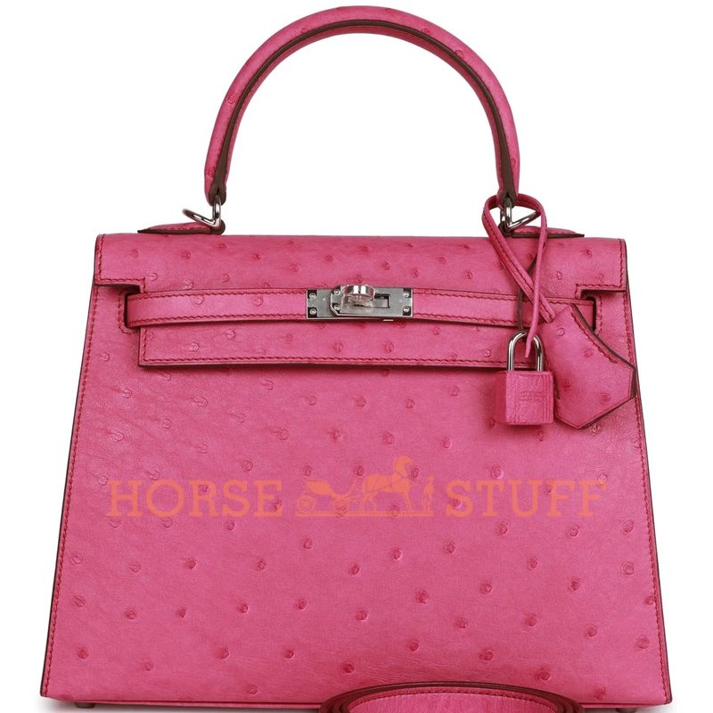 Hermès Kelly Sellier 25 Fuchsia Ostrich PHW