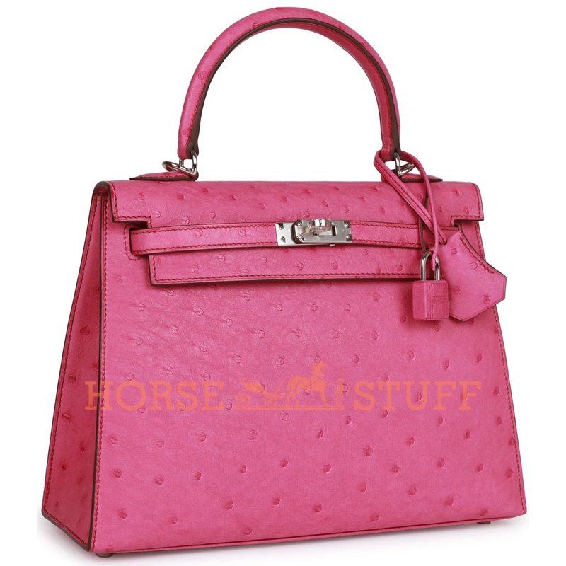 Hermès Kelly Sellier 25 Fuchsia Ostrich PHW