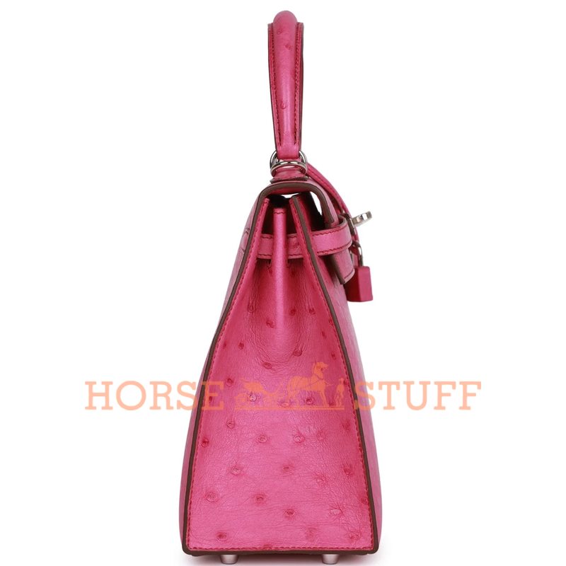 Hermès Kelly Sellier 25 Fuchsia Ostrich PHW