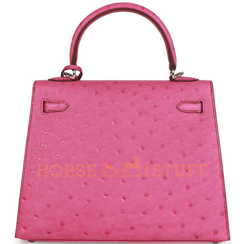 Hermès Kelly Sellier 25 Fuchsia Ostrich PHW