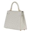 Hermès Kelly Sellier 25 Gris Perle Ostrich GHW