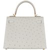 Hermès Kelly Sellier 25 Gris Perle Ostrich GHW
