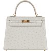 Hermès Kelly Sellier 25 Gris Perle Ostrich GHW