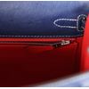 Hermès Kelly Sellier 25 Special Order HSS Verso Blue Iris / Rouge de Coeur with White Contrast Stitching Ostrich BPHW