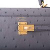 Hermès Kelly Sellier 25 Special Order HSS Verso Gris Agate / Blue Elecrique Ostrich BGHW