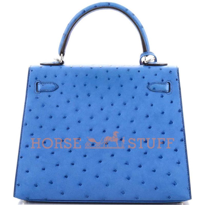 Hermès Kelly Sellier 25 Mykonos Ostrich PHW