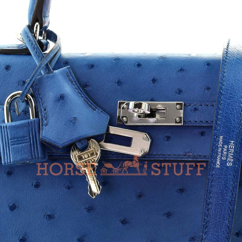 Hermès Kelly Sellier 25 Mykonos Ostrich PHW