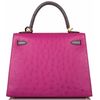 Hermès Kelly Sellier 25 Special Order HSS Rose Pourpre / Gris Agate Ostrich BGHW