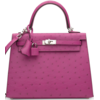 Hermès Kelly Sellier 25 Rose Pourpre Ostrich PHW