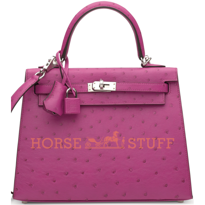 Hermès Kelly Sellier 25 Rose Pourpre Ostrich PHW