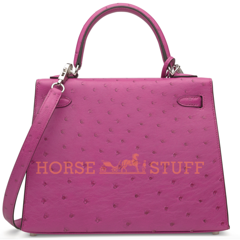 Hermès Kelly Sellier 25 Rose Pourpre Ostrich PHW