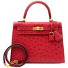 Hermès Kelly Sellier 25 Rouge Vif Ostrich GHW