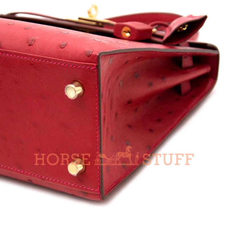 Hermès Kelly Sellier 25 Rouge Vif Ostrich GHW