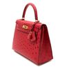 Hermès Kelly Sellier 25 Rouge Vif Ostrich GHW