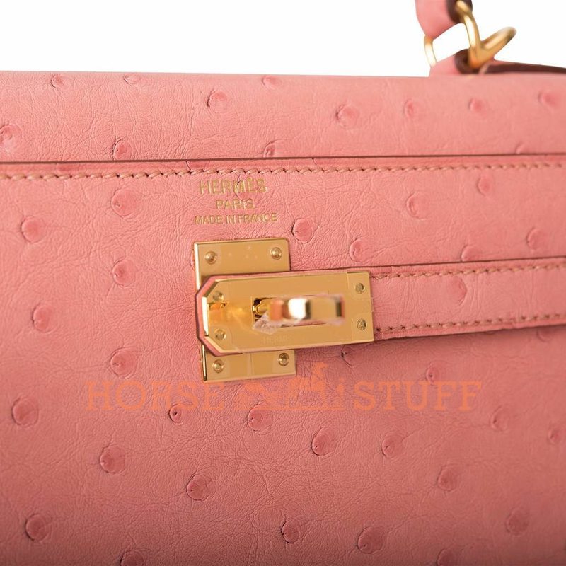 Hermès Kelly Sellier 25 Terre Cuite Ostrich GHW