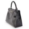 Hermès Kelly Sellier 25 Black Lisse Crocodile Porosus PHW