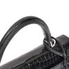 Hermès Kelly Sellier 25 Black Lisse Crocodile Porosus PHW