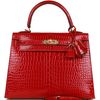 Hermès Kelly Sellier 25 Braise Lisse Crocodile Porosus GHW