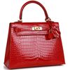 Hermès Kelly Sellier 25 Braise Lisse Crocodile Porosus GHW