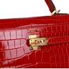 Hermès Kelly Sellier 25 Braise Lisse Crocodile Porosus GHW