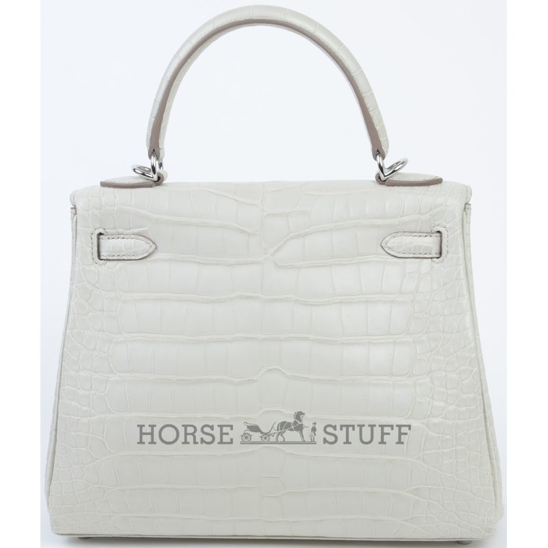 Hermès Kelly Retourne 25 Beton Matte Crocodile Alligator PHW