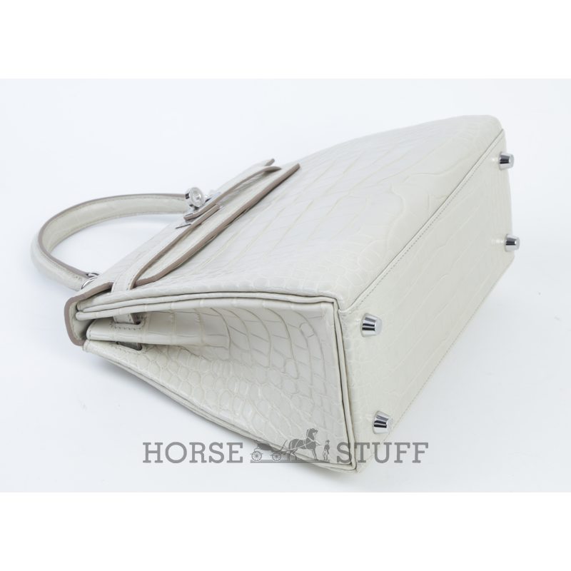Hermès Kelly Retourne 25 Beton Matte Crocodile Alligator PHW