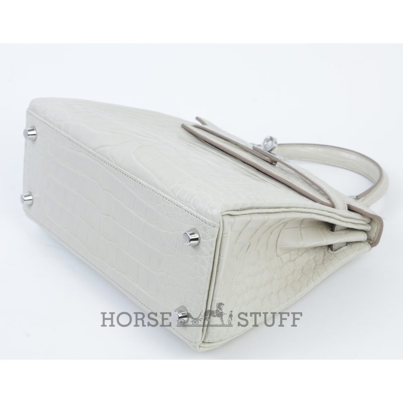 Hermès Kelly Retourne 25 Beton Matte Crocodile Alligator PHW