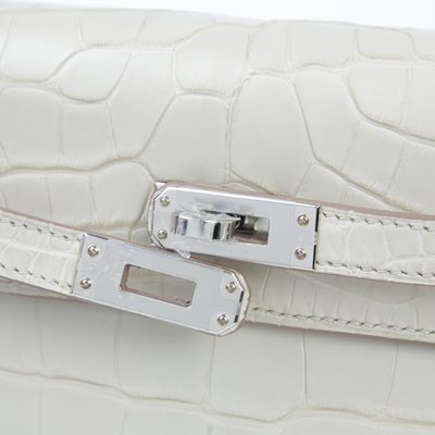 Hermès Kelly Retourne 25 Beton Matte Crocodile Alligator PHW