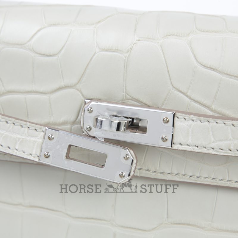 Hermès Kelly Retourne 25 Beton Matte Crocodile Alligator PHW