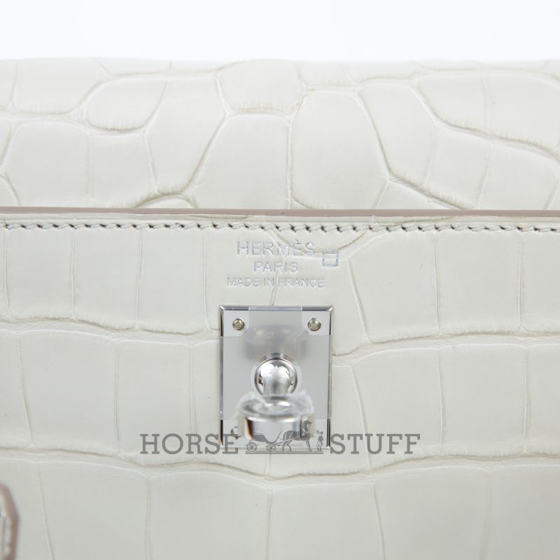 Hermès Kelly Retourne 25 Beton Matte Crocodile Alligator PHW