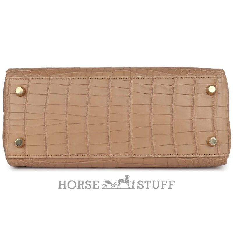 Hermès Kelly Retourne 25 Chai Matte Crocodile Alligator GHW
