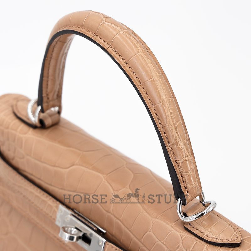Hermès Kelly Retourne 25 Chai Matte Crocodile Alligator PHW
