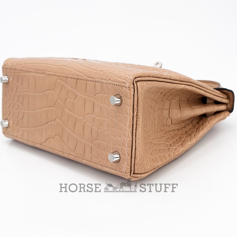 Hermès Kelly Retourne 25 Chai Matte Crocodile Alligator PHW