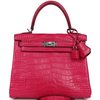 Hermès Kelly Retourne 25 Framboise Matte Crocodile Alligator PHW