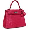 Hermès Kelly Retourne 25 Framboise Matte Crocodile Alligator PHW
