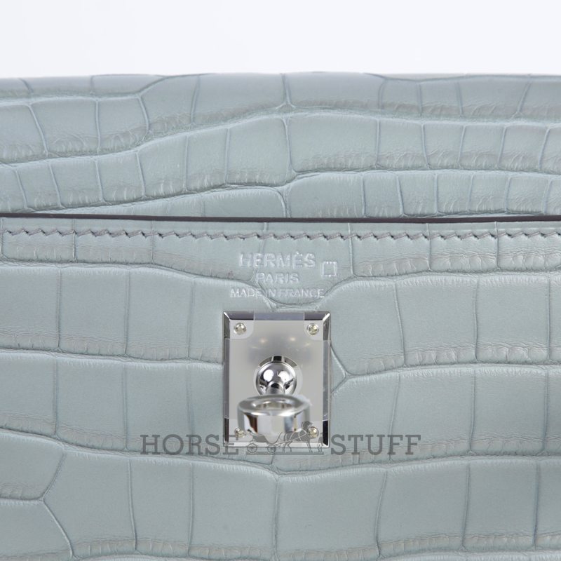 Hermès Kelly Retourne 25 Gris Ciment Matte Crocodile Alligator PHW