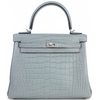 Hermès Kelly Retourne 25 Gris Ciment Matte Crocodile Alligator PHW