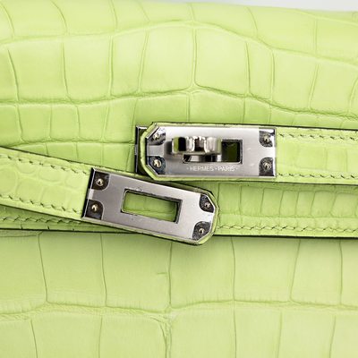 Hermès Kelly Retourne 25 Jaune Bourgeon Matte Crocodile Alligator PHW