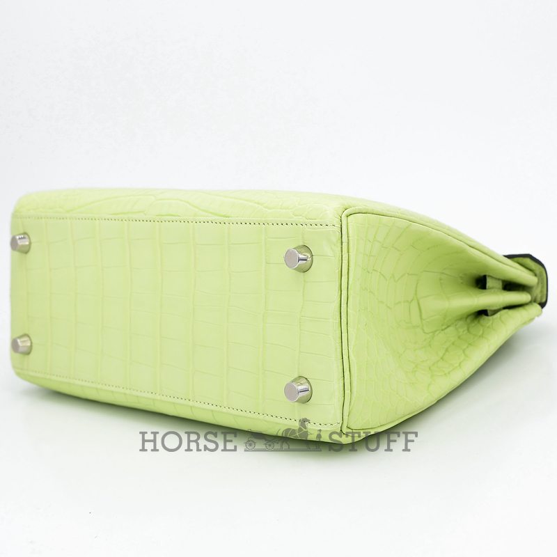 Hermès Kelly Retourne 25 Jaune Bourgeon Matte Crocodile Alligator PHW