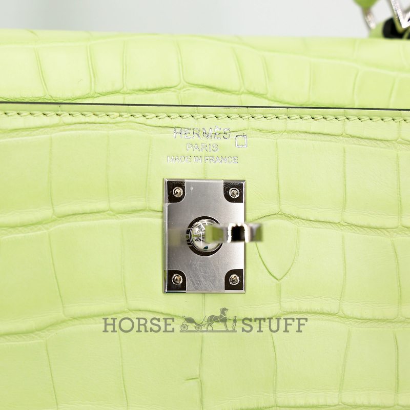 Hermès Kelly Retourne 25 Jaune Bourgeon Matte Crocodile Alligator PHW