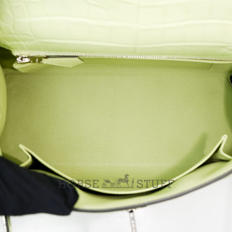 Hermès Kelly Retourne 25 Jaune Bourgeon Matte Crocodile Alligator PHW