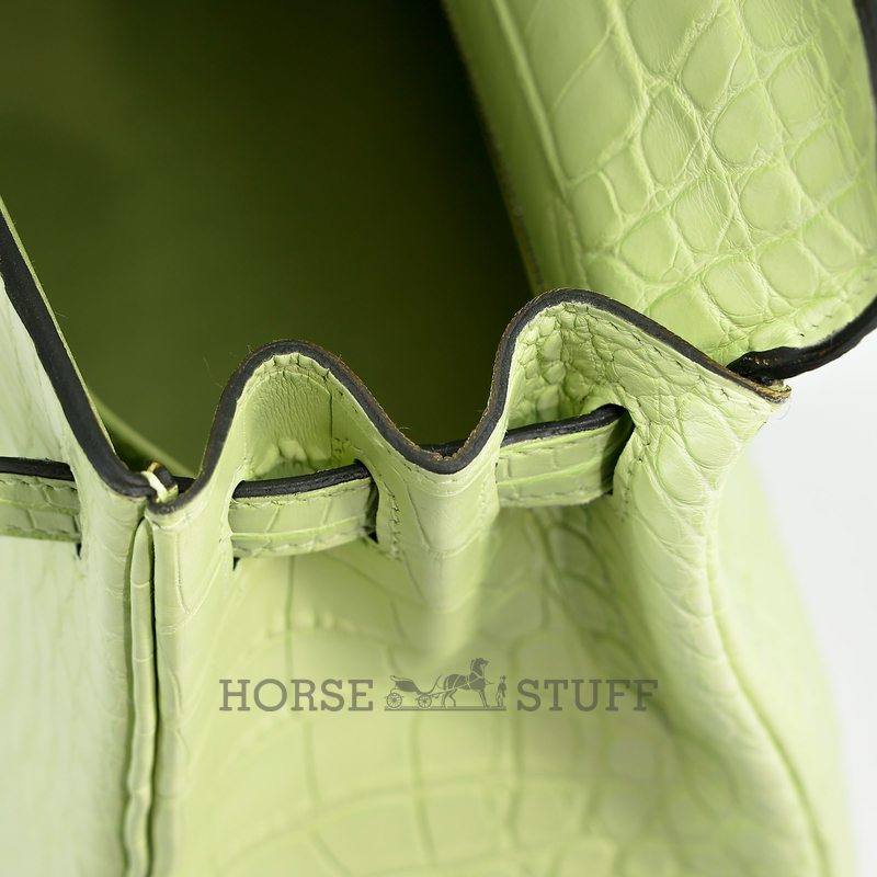 Hermès Kelly Retourne 25 Jaune Bourgeon Matte Crocodile Alligator PHW